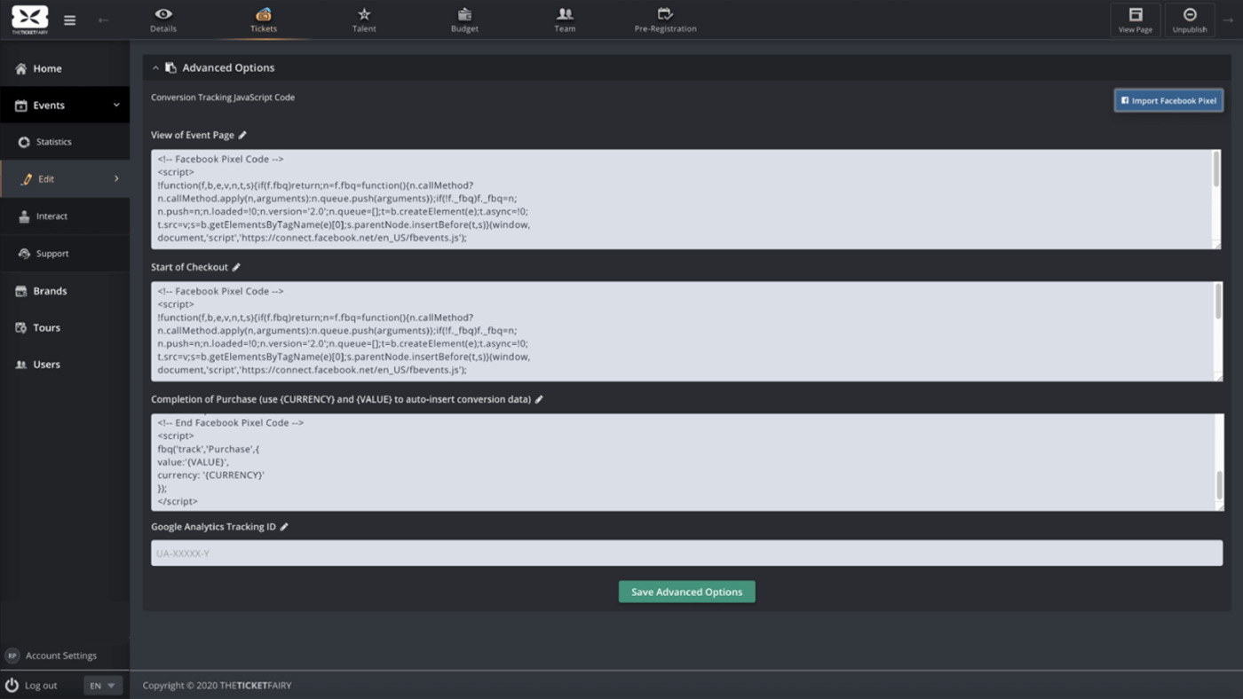 Facebook / Meta pixel integrations for tracking ad ROI